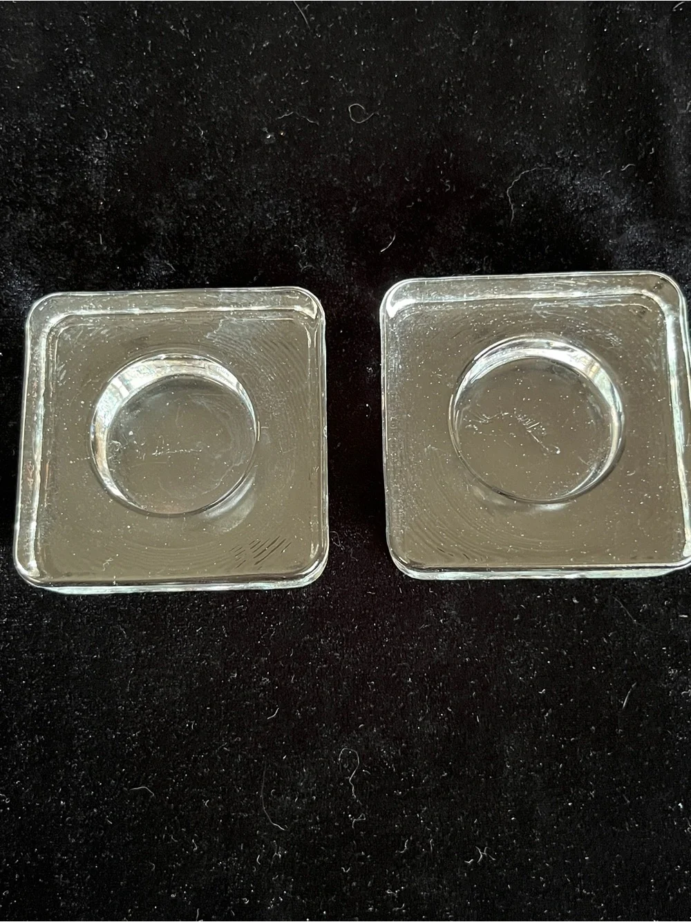 Set of 2 Recycled Clear Glass SquareVotive Candle Holders